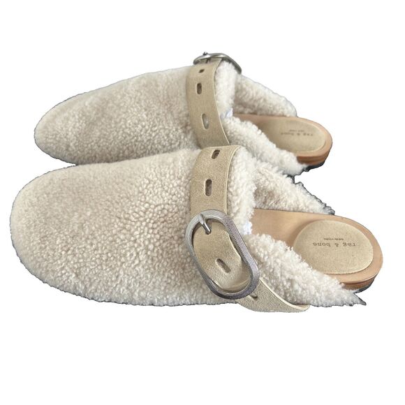 Rag & Bone Ansley Slide Shearling Shoe/Clog/Slide Antique White Size 10/40 - Picture 4 of 8